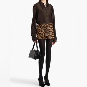Joseph Animal Print Mini Skirt with Zipper Detail